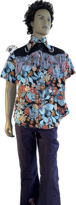 Cactus Flower Embroidered Shirt M
