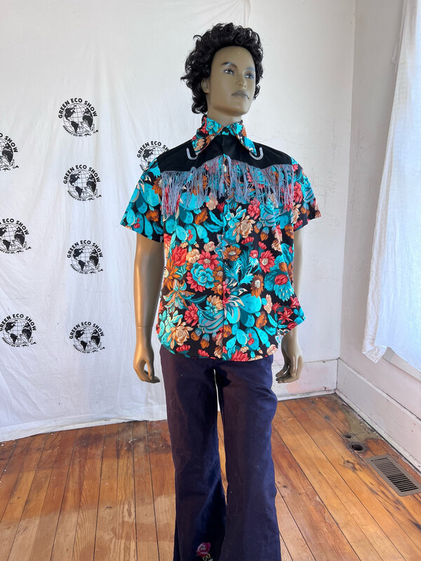 Cactus Flower Embroidered Shirt M