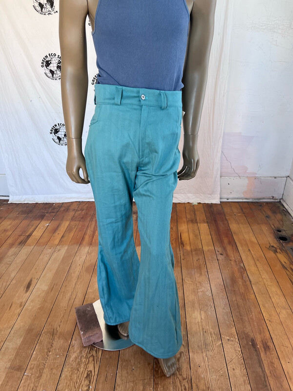 Mens Turquoise Bell Bottom Pants 33” Hermans