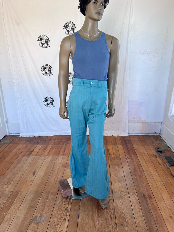 Mens Turquoise Bell Bottom Pants 33” Hermans
