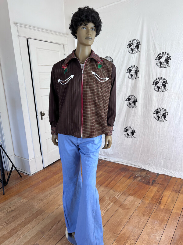Mens Cowboy Jacket 2X Embroidery Fringe Smiley Face Hermans