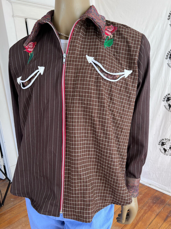 Mens Cowboy Jacket 2X Embroidery Fringe Smiley Face Hermans
