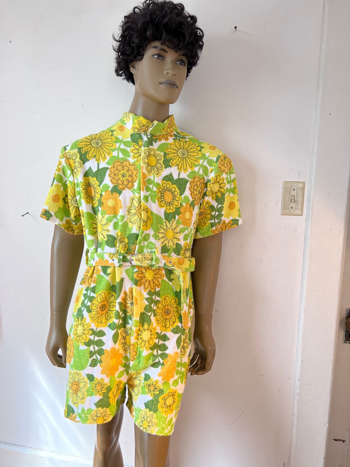 Mens Flower power Terrycloth Romper L