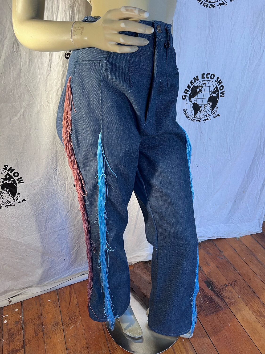 Womens High waisted Fringe Western Jeans Flare Med