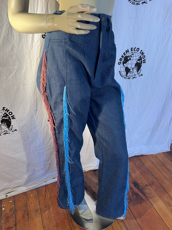 Womens High waisted Fringe Western Jeans Flare Med