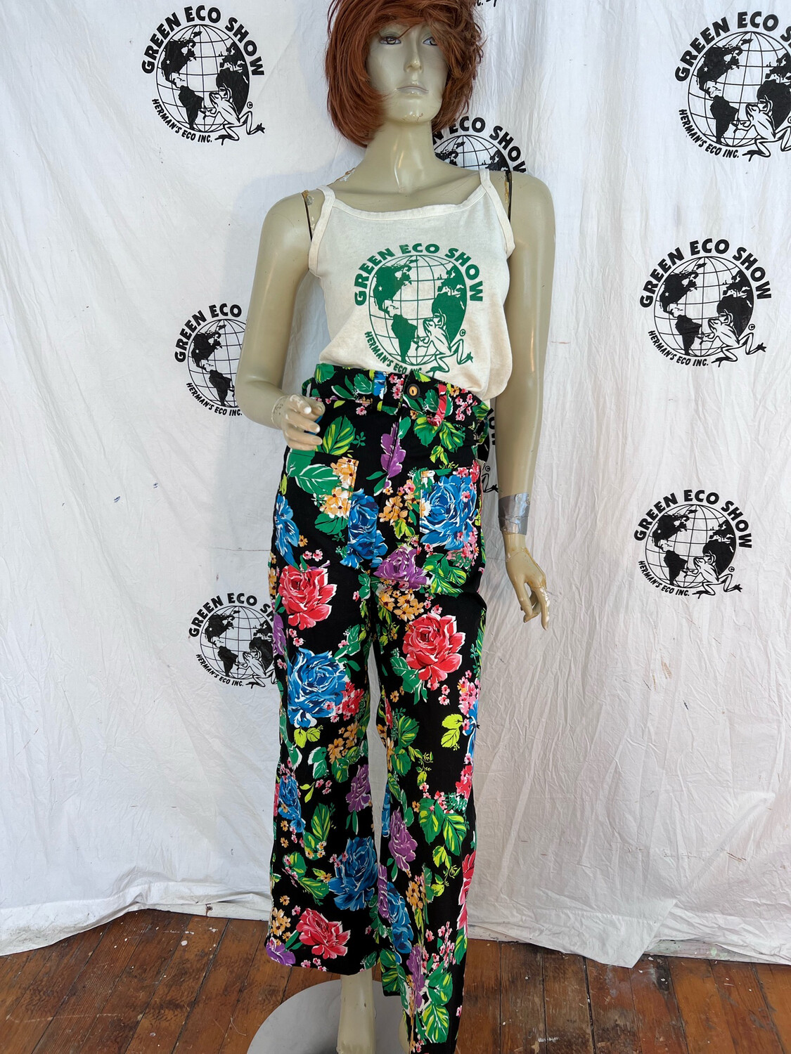 Womens Flowered High Waisted Pants 28 X28
