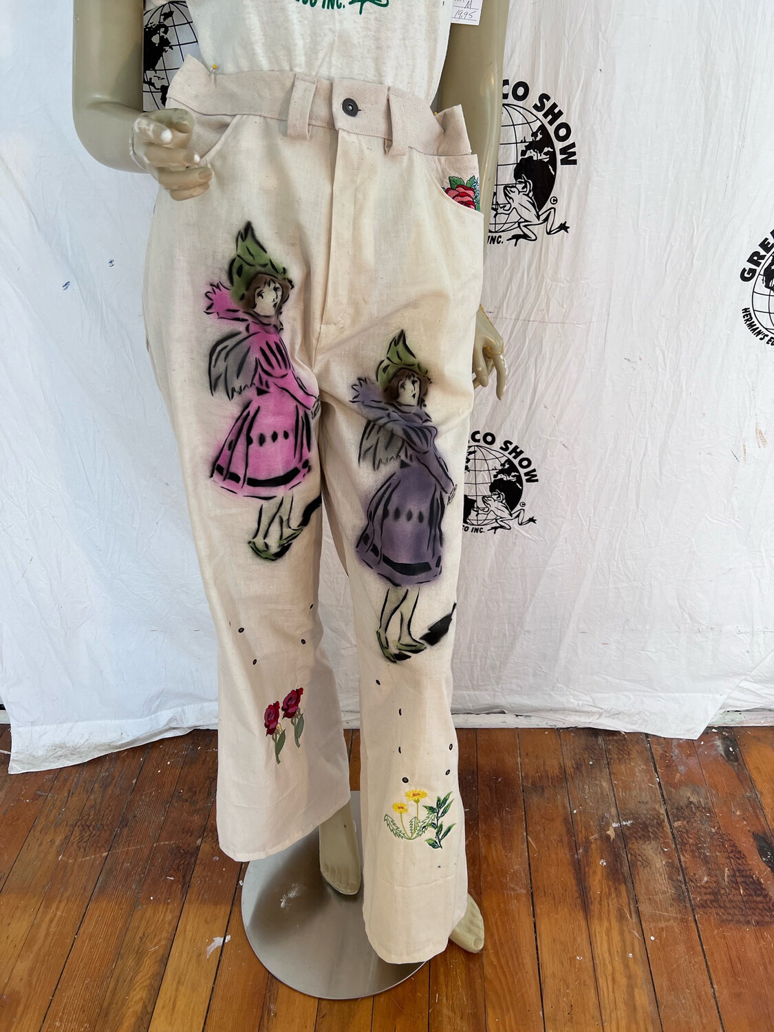 Womens High Fashion Embellished Pants L -XL 34” By Anna Herman