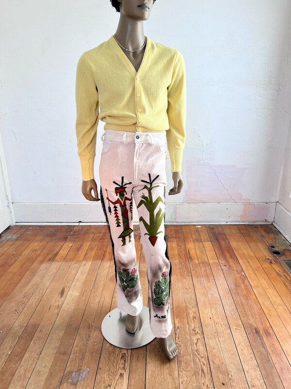 Western Painted Fringe Pants 32” Cactus Kachina By Herman