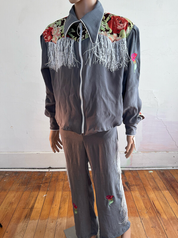 Mens Silk Western Suit 40 30 X 32 Roses By Anna Herman