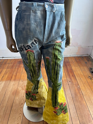 Replant Cactus Bell Bottom Pants By Anna Herman 36
