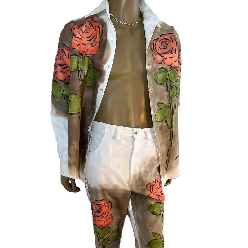 Mens Pants And Shirt Roses 34 Bells XL Shirt By Herman