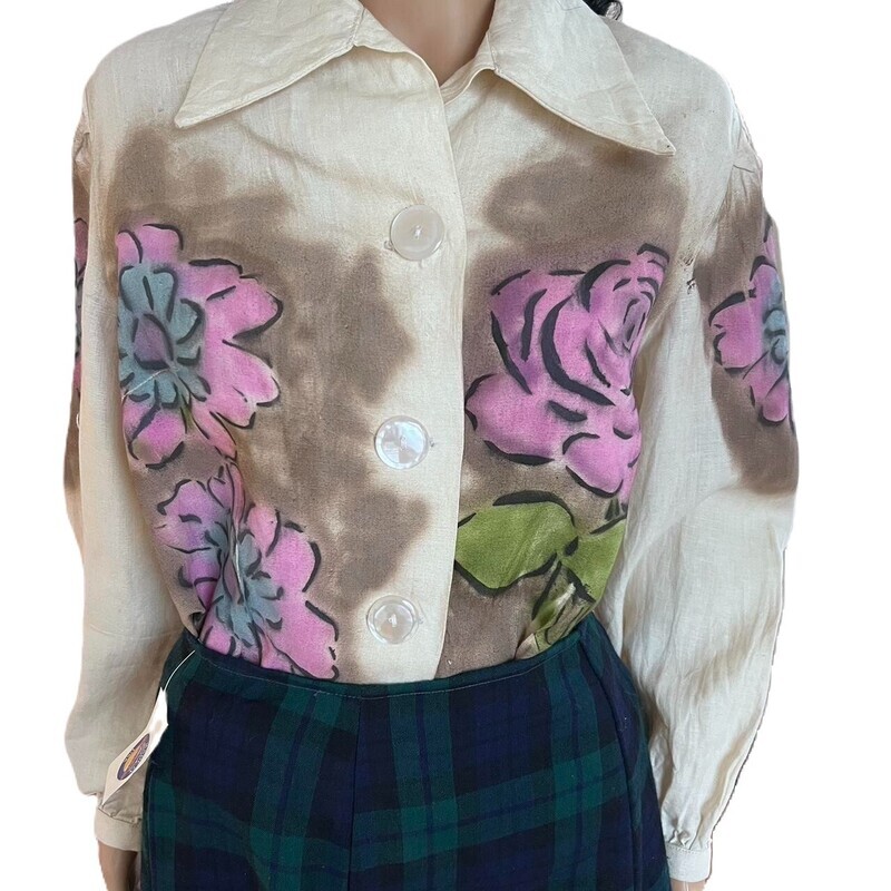 Womens Roses Hemp Blouse Med By Hermans