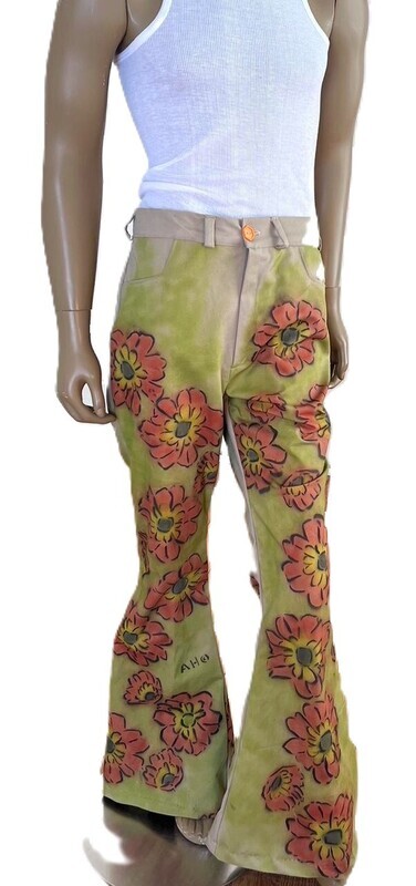 Mens Flower Pants jeans bells 34&quot; by Anna Herman