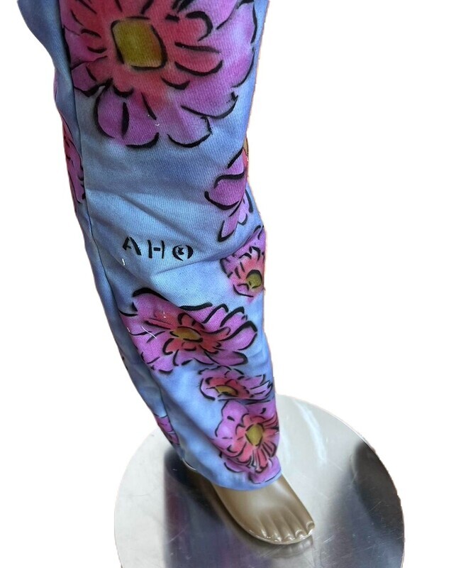 Mod Flower Painted Pants Straight leg by Anna Herman 32' USA