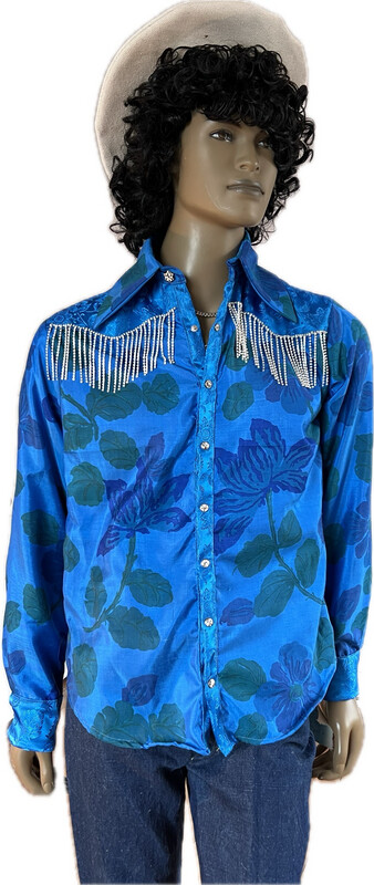 Mens Silk Western Shirt Fringe  Cowboy M Herman
