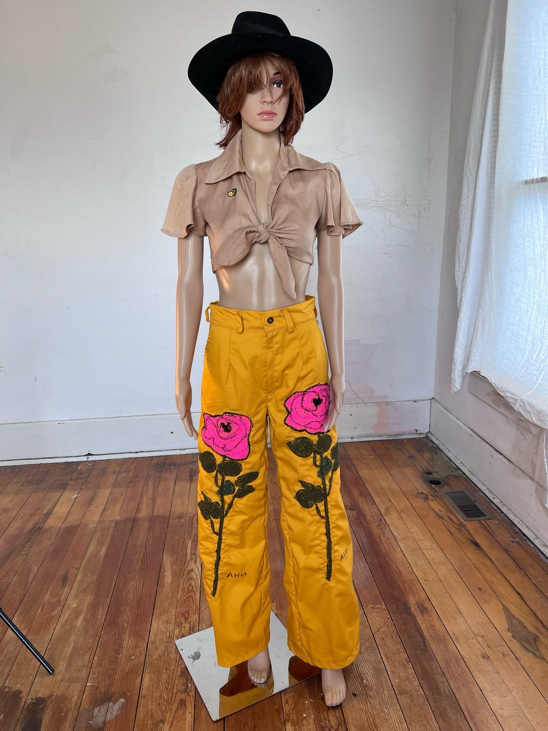 Pink Embroidery Western Pants M 28” Anna Herman