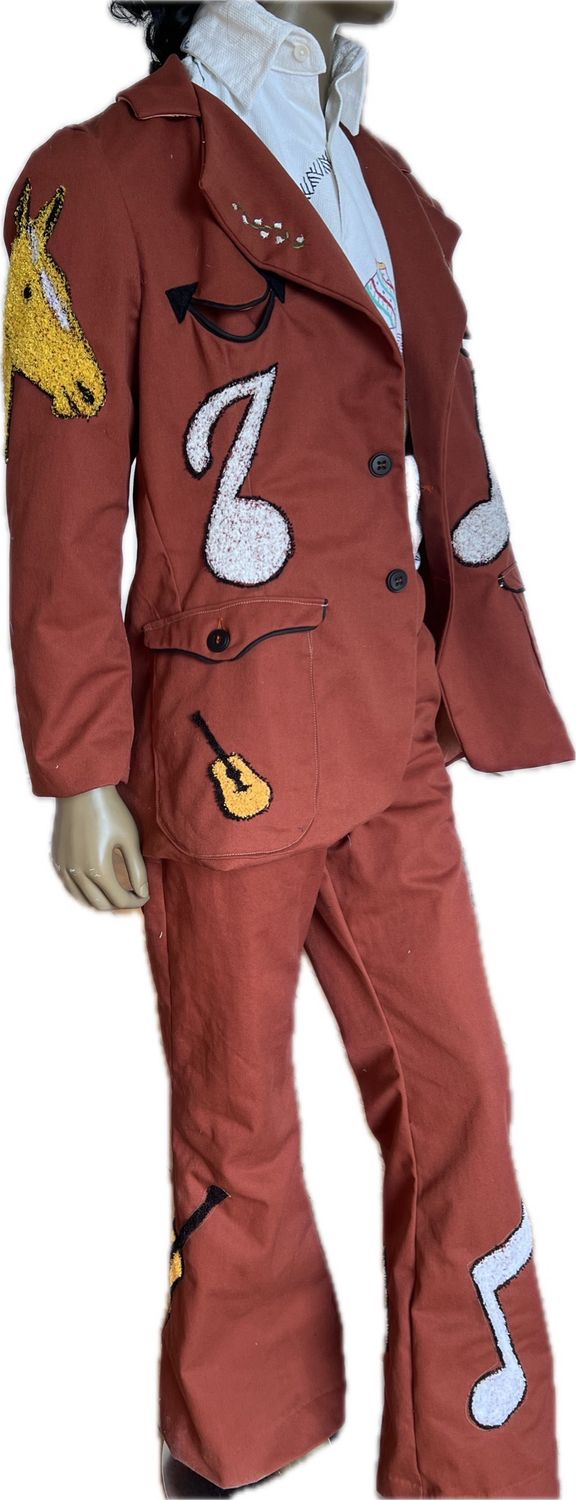 Mens Embroidery Western Suit 44 34X 33 Horse Music Longhorn USA