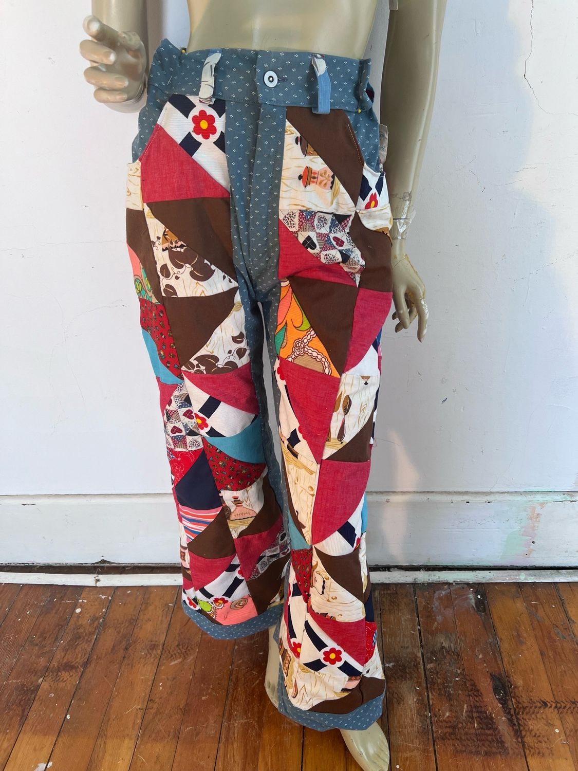 Womens Patchwork Pants L 31” Waist