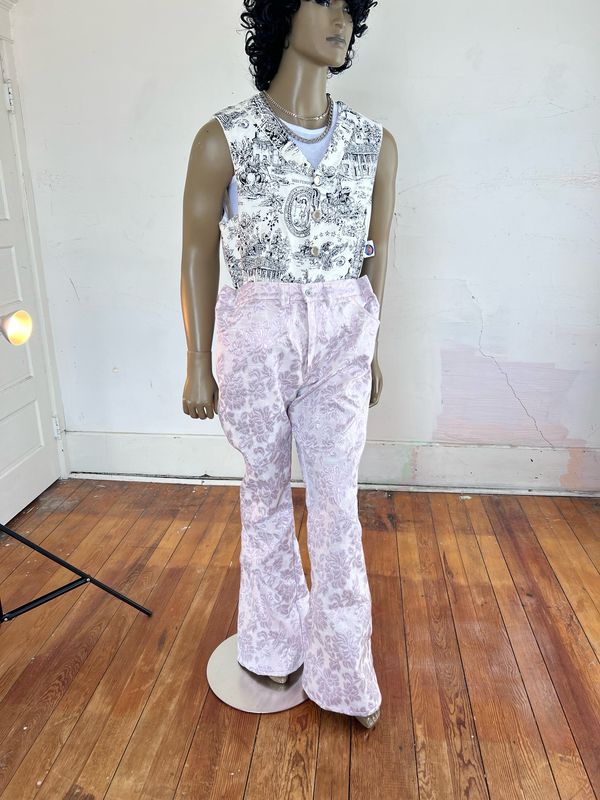 Mens Pink Lamee Bell Bottoms XL
