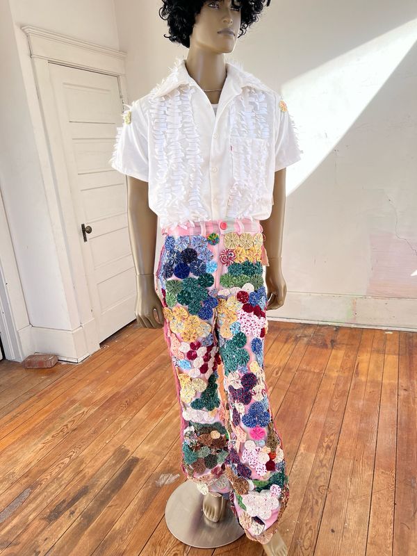 Matching Set Donut Slouche pants White Tab Shirt By A Herman USA Matching Set Donut Slouche pants White Tab Shirt By A Herman USA