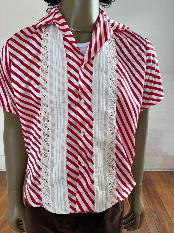 The Barbershop striped Satin Shirt L By Herman