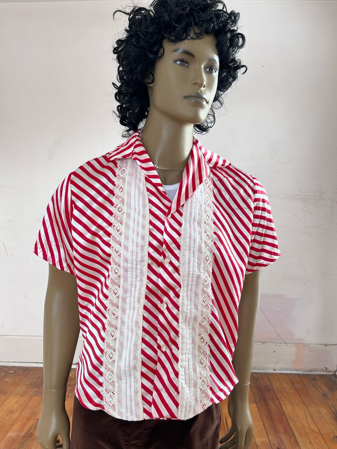 The Barbershop striped Satin Shirt L By Herman