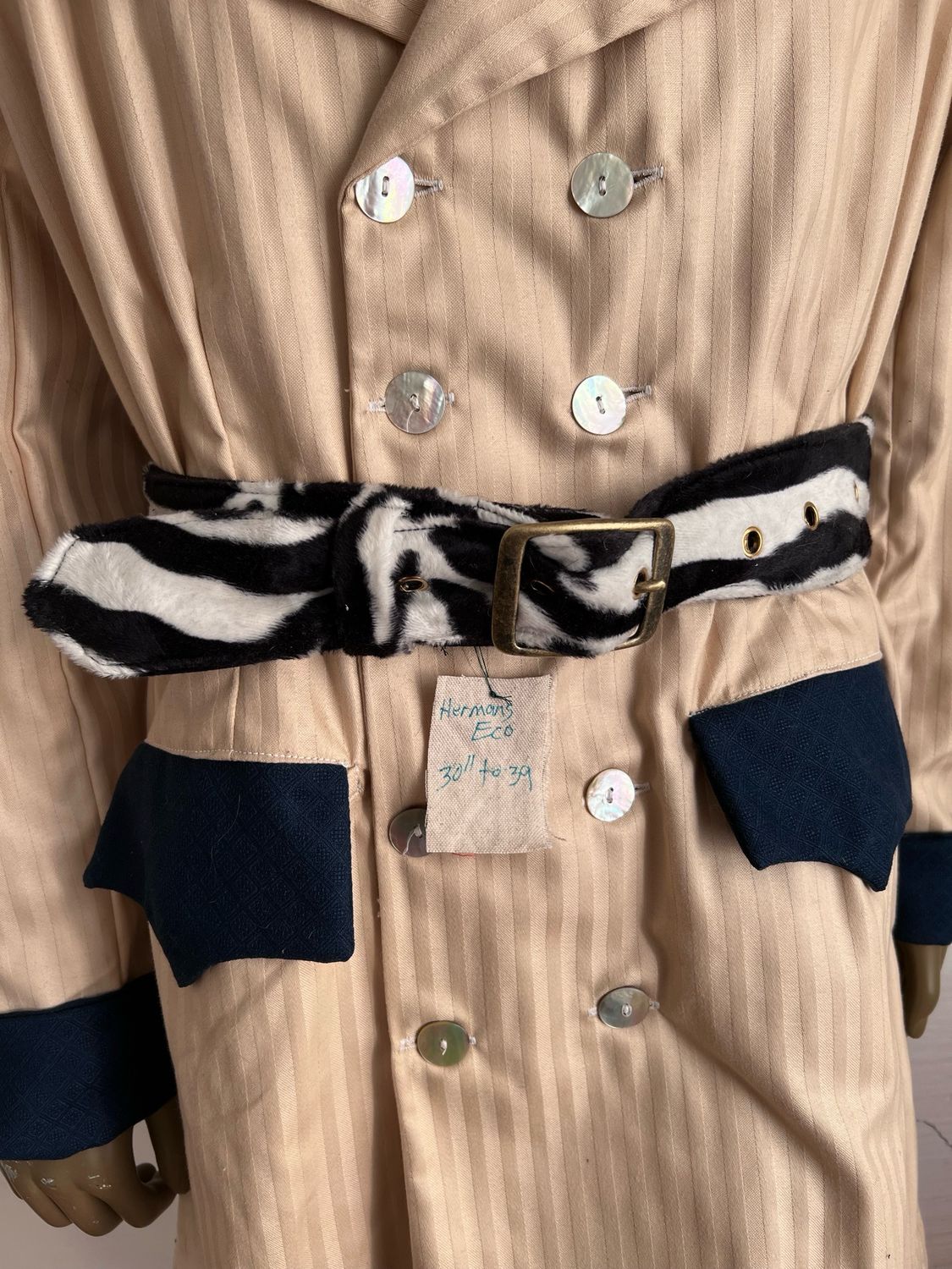 Zebra Faux Fur Belt 30” To 39” By A Herman USA