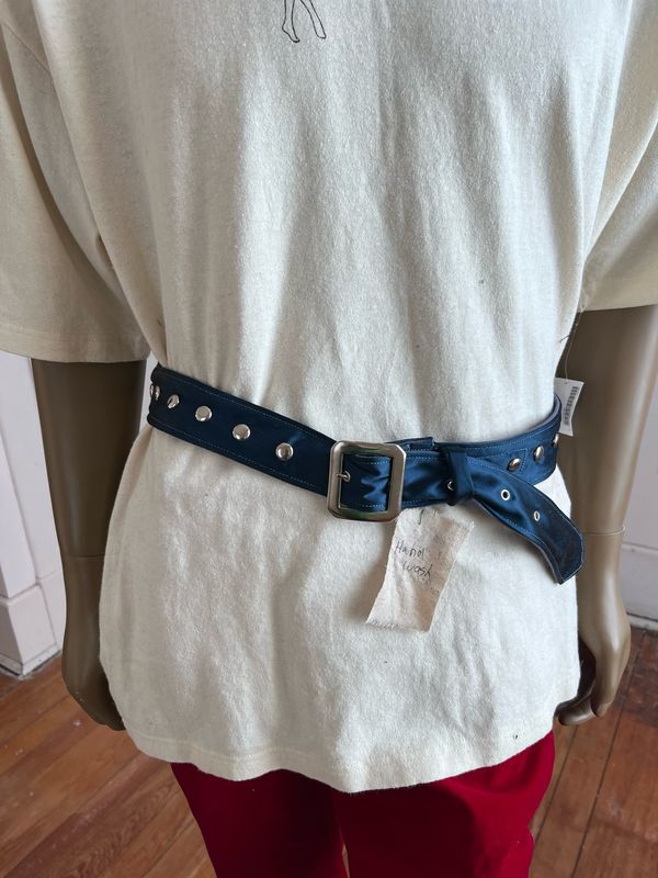 Blue Silk Satin studded Belt 36” - 42”  A Herman