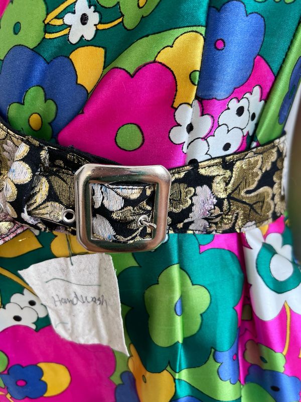 Vegan Gold Lamee Floral Belt 29” - 37” By A Herman
