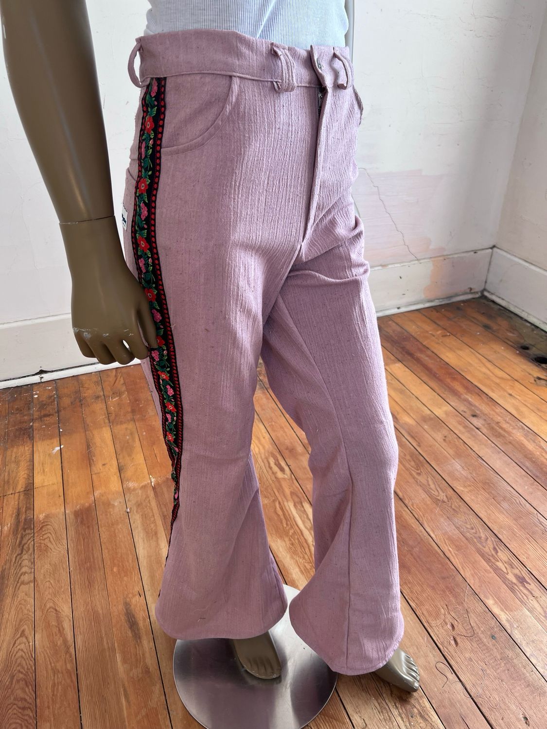 Men’s Bell Bottom Jeans With Roses 32”x 31”