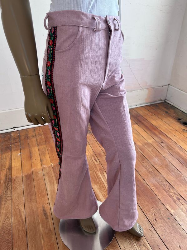 Men’s Bell Bottom Jeans With Roses 32”x 31”