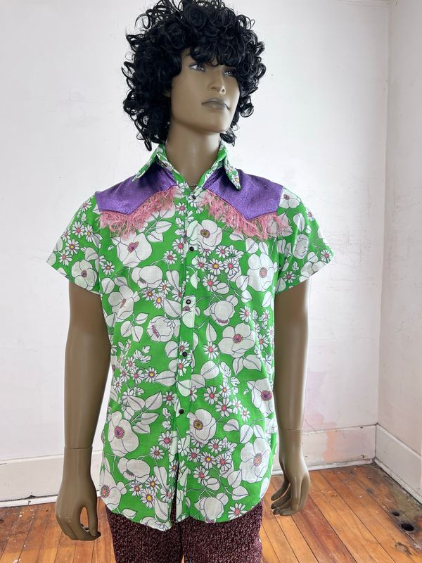 Flower Power Cowboy Western Shirt M By HERMAN