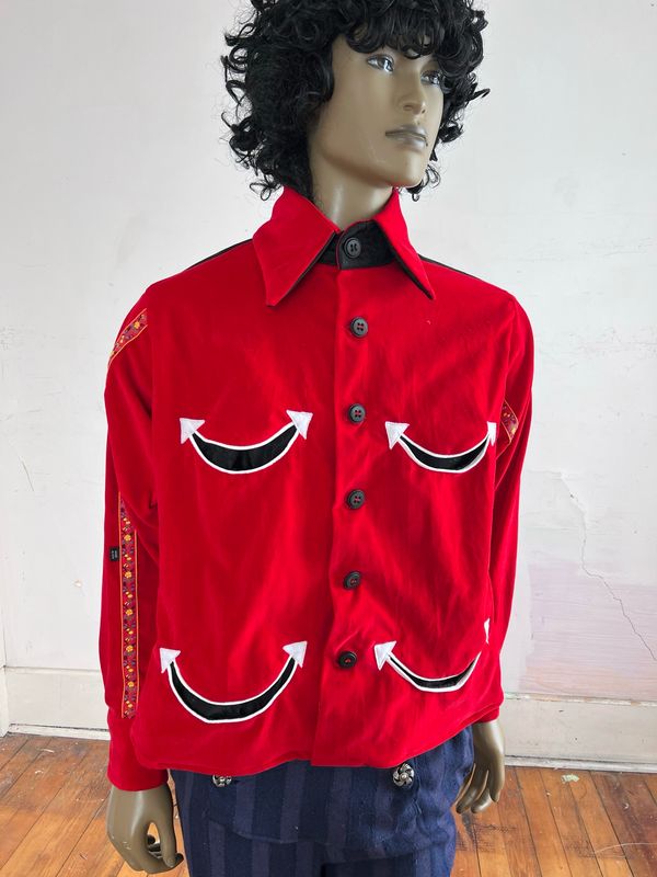 Velveteen Smiley Face Shirt Jacket XL