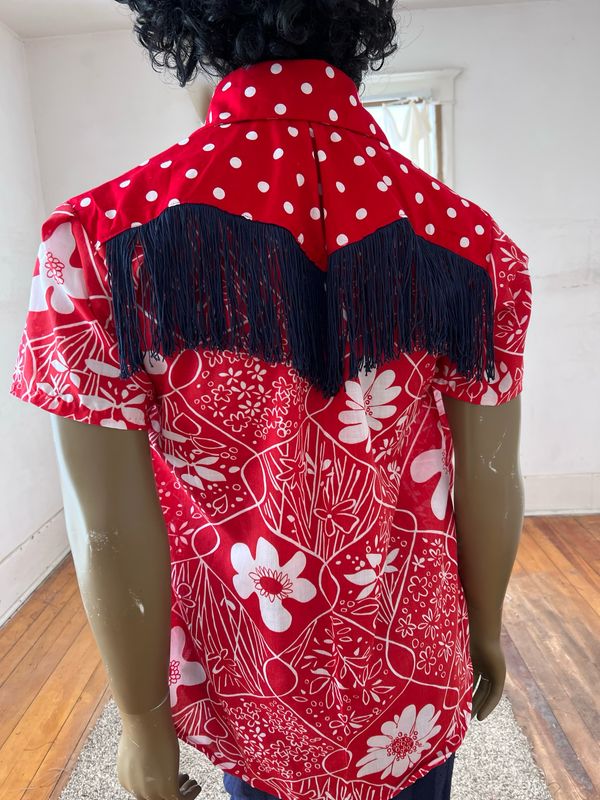 Red White & Blue Cowboy Shirt L By A Herman