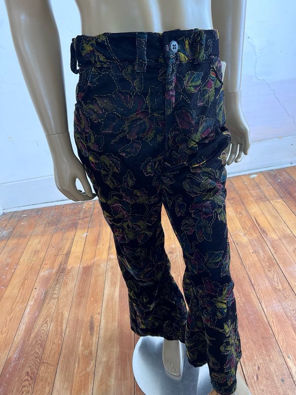Black Velvet Print Bells Bottom Men’s Pants By Herman 32-34