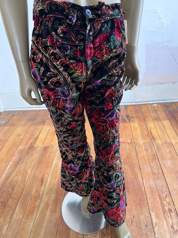 Velvet Embossed Rose Pants  32”