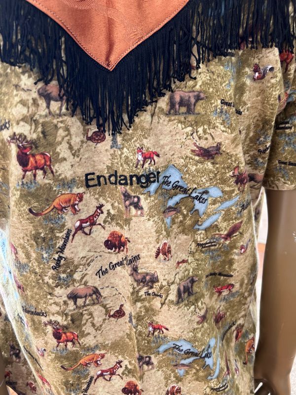 Men’s Cowboy Shirt Wildlife Endangered L By Anna Herman