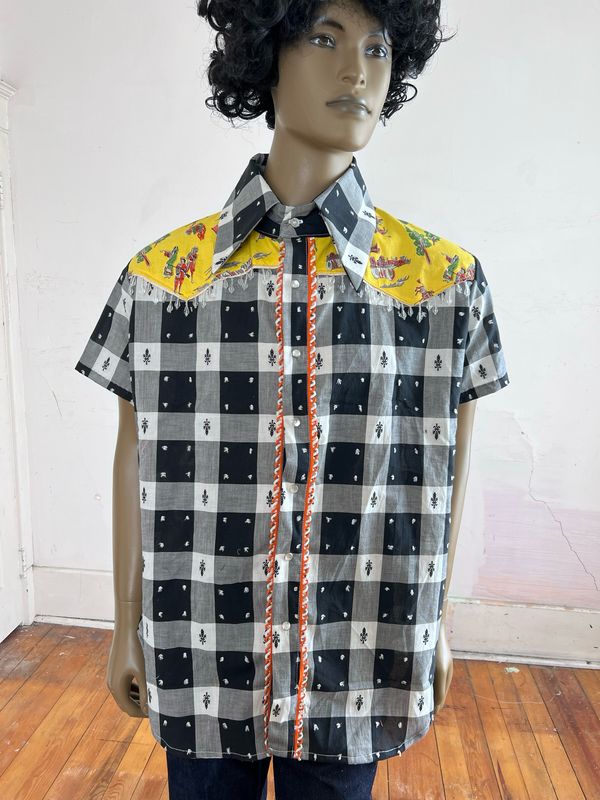Lewis &amp; Clark Check cowboy shirt L by A Herman