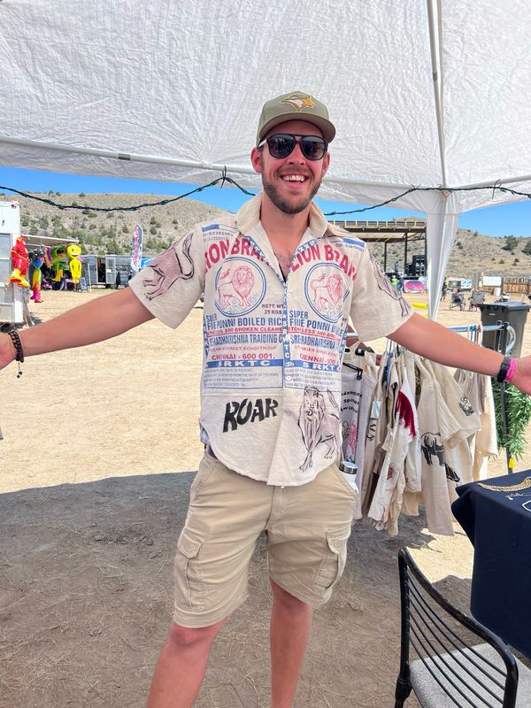The Lion Roar Feed Sack Mens Shirt M Anna Herman