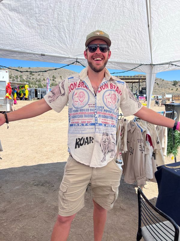 The Lion Roar Feed Sack Mens Shirt M Anna Herman