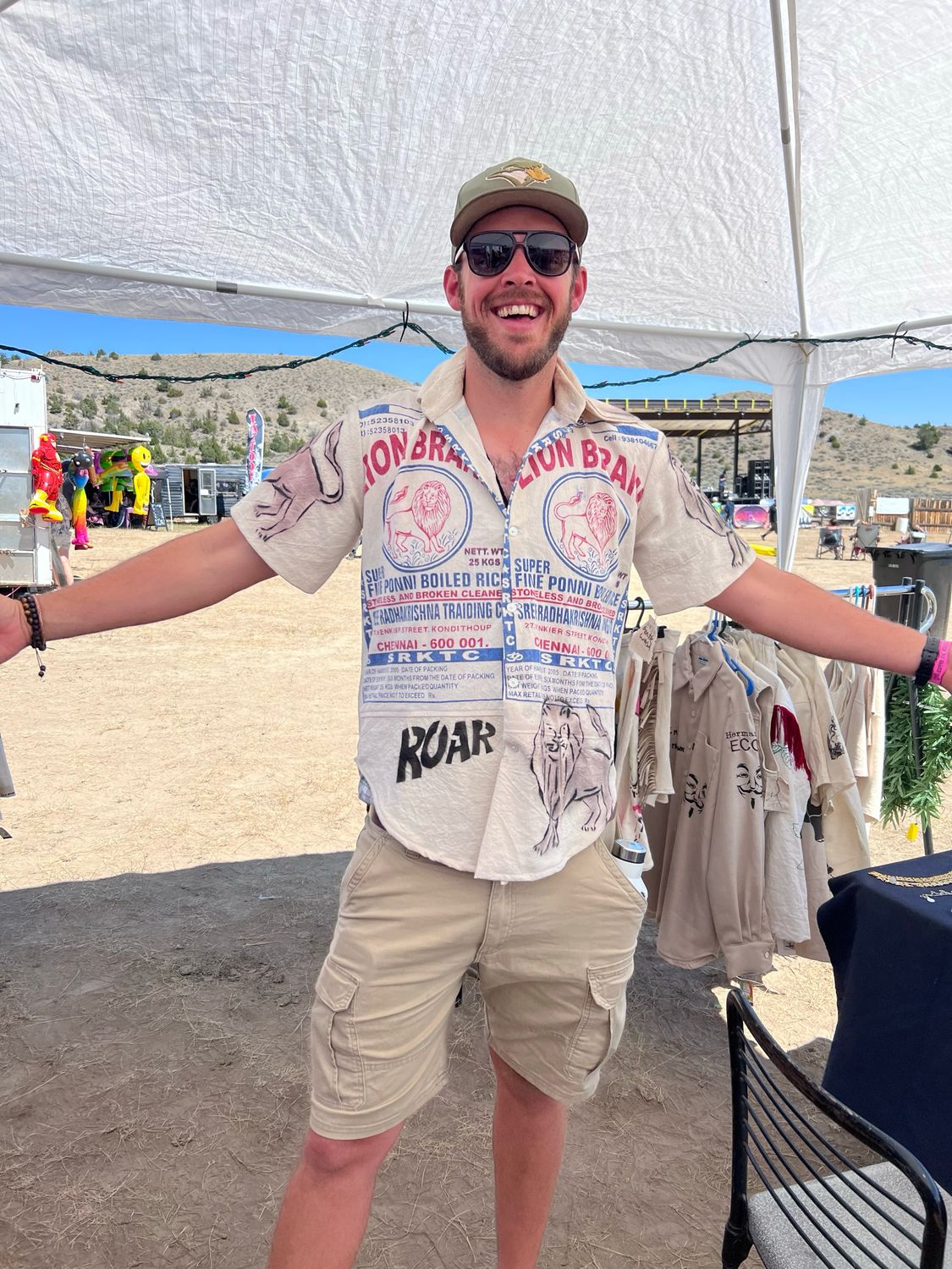 The Lion Roar Feed Sack Mens Shirt M Anna Herman