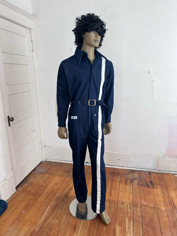 Mens denim jumpsuit Med Racing Hermans Eco USA