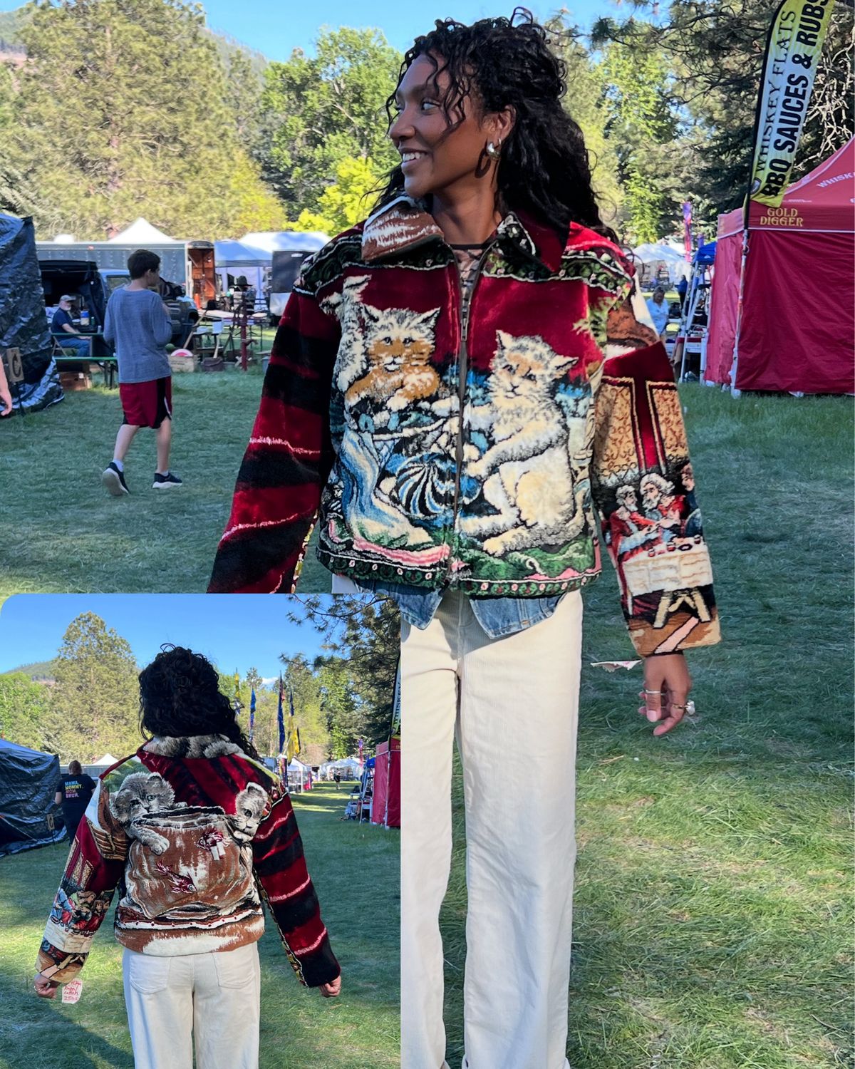 Velvet Tapestry Jacket Men’s L Cats By Anna Herman