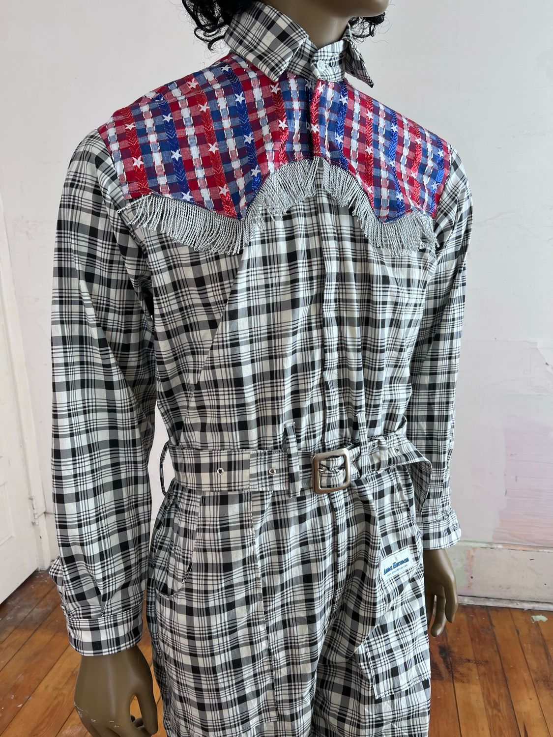 Mens Plaid Western Fancy Jumpsuit L