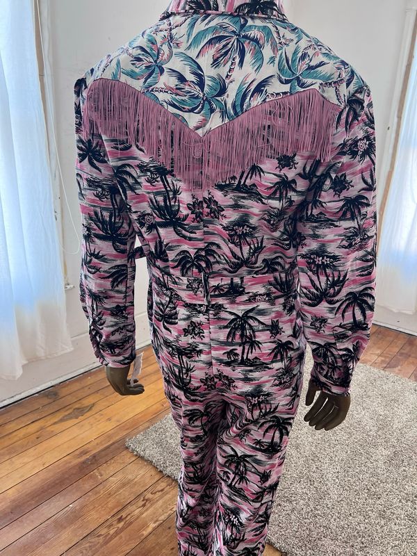 Mens Western Palm Tree Jumpsuit L By A Herman
