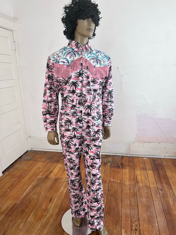 Mens Western Palm Tree Jumpsuit L By A Herman