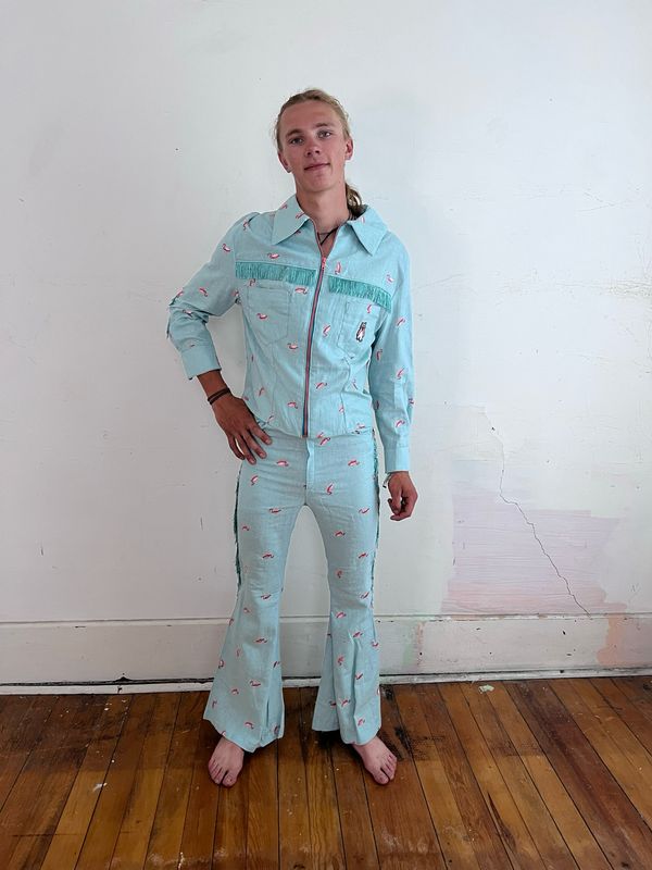 Mens Flamingo Linen Suit 42 , 32 by Anna Herman