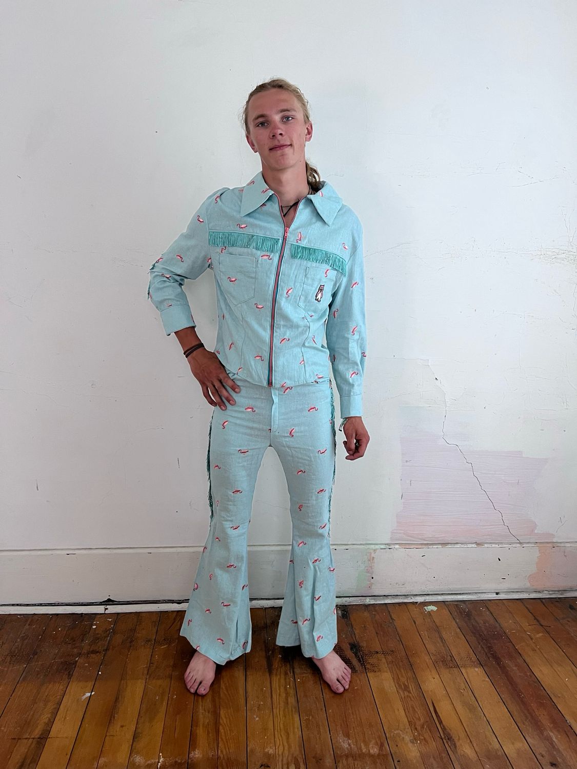 Mens Flamingo Linen Suit 42 , 32 by Anna Herman