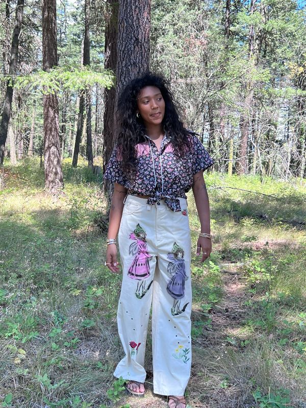 Womens High Fashion Embellished Pants L -XL 34” By Anna Herman