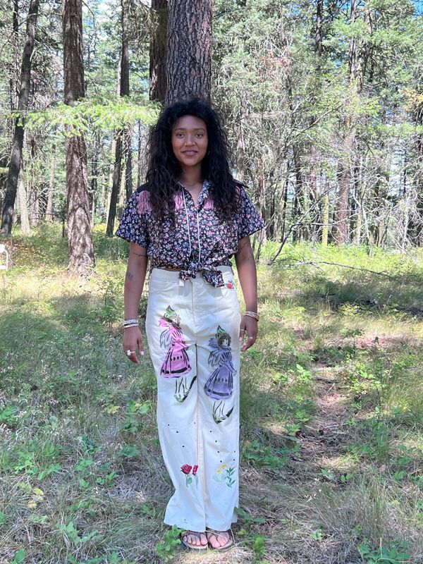 Womens High Fashion Embellished Pants L -XL 34” By Anna Herman